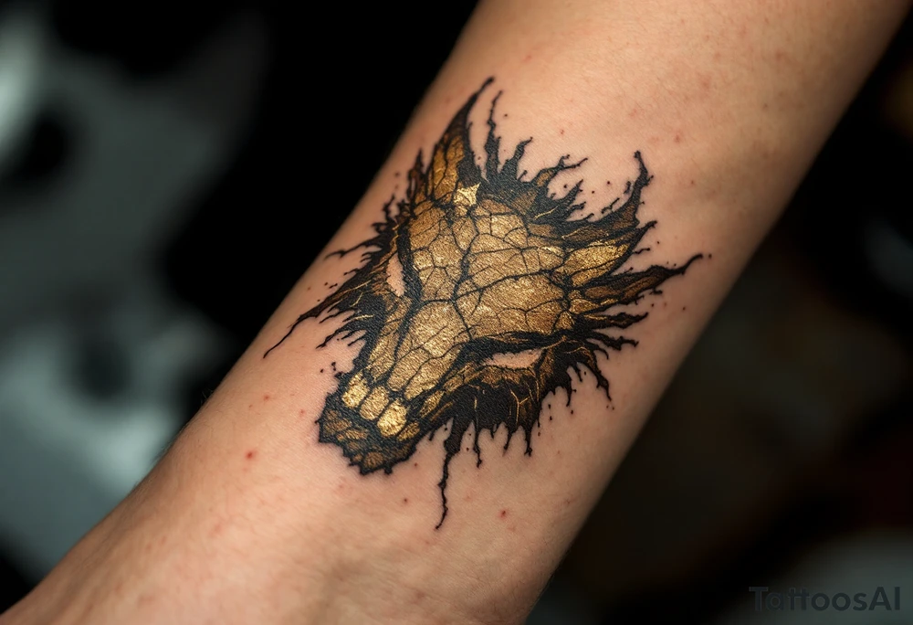 Vintage 30.04.1965 etched in bold brown ink with faded gold cracks for an aged effect. tattoo idea