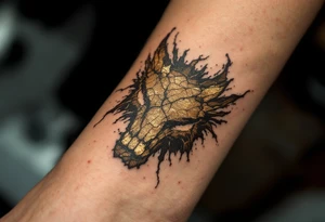 Vintage 30.04.1965 etched in bold brown ink with faded gold cracks for an aged effect. tattoo idea