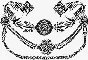 Ankle bracelet tattoo with feminine style and larger in the centre. Show on ankle tattoo idea