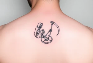 Symbols of the Grim Reaper or the Grim Reaper sitting on something tattoo idea