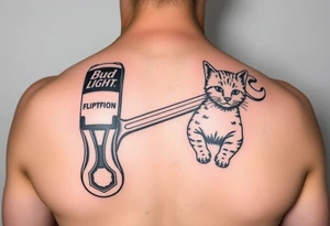 A cold bud light a flipflop a wrench and a kitten all in one memorial tattoo tattoo idea