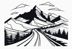 road into mountain tattoo idea