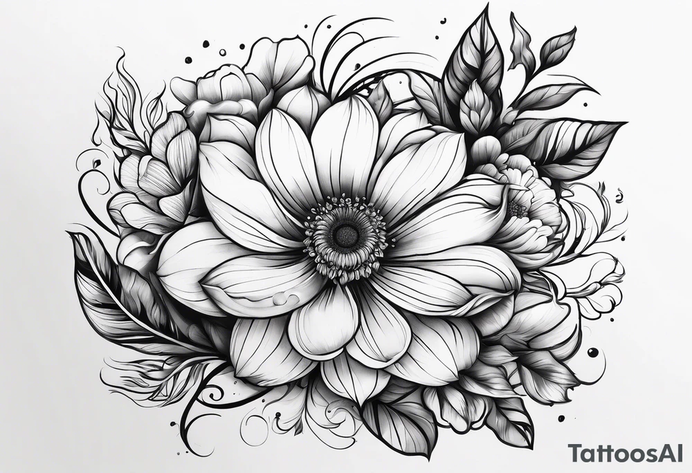 This phrase 'God grant me the serenity to accept the things I cannot change, Courage to change the things I can, and Wisdom to know the difference.' In a flower tattoo idea