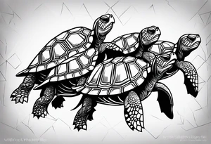 Four turtles tattoo idea