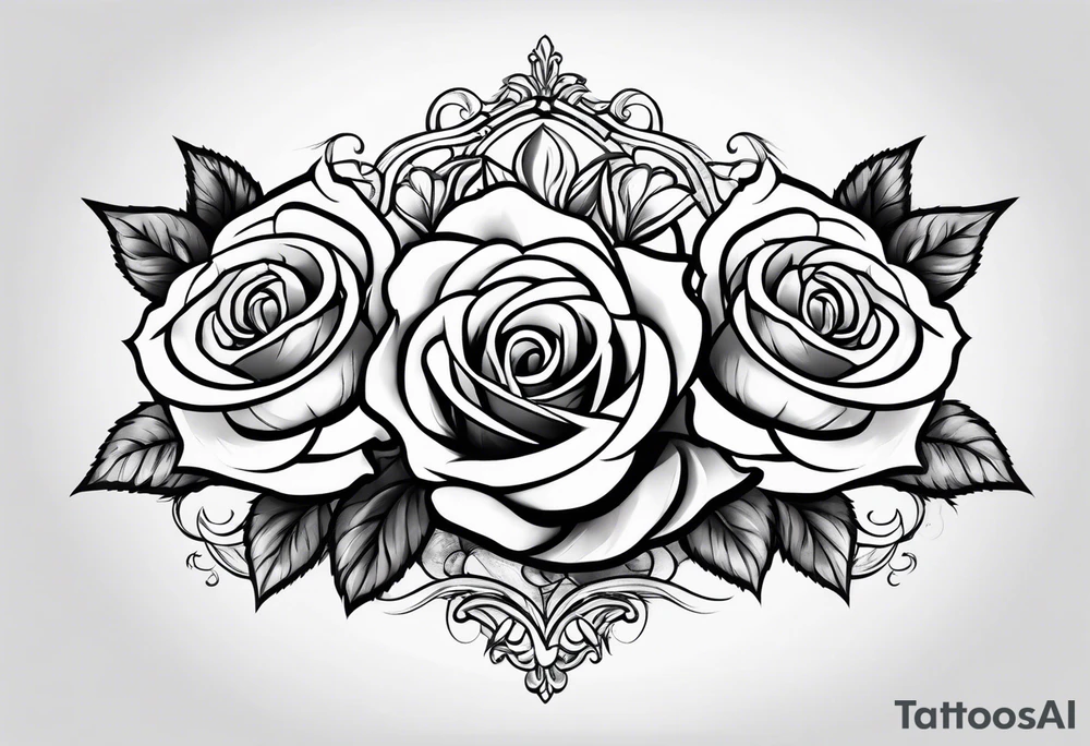 4 roses with a banner tattoo idea