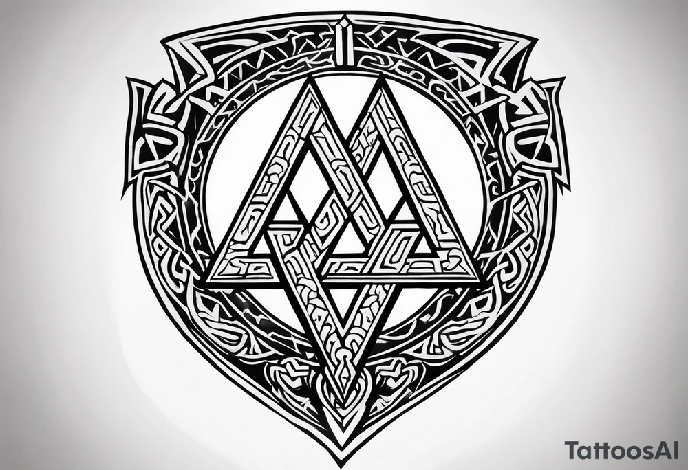 Valhalla fire runes odin
Sword shield valknut tattoo idea