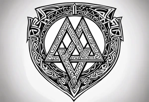 Valhalla fire runes odin
Sword shield valknut tattoo idea