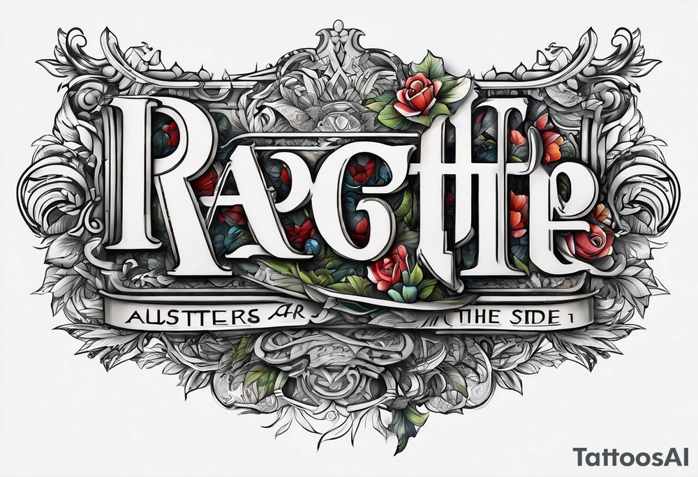 The letters AR together with the words always ready going down the side of the letters tattoo idea
