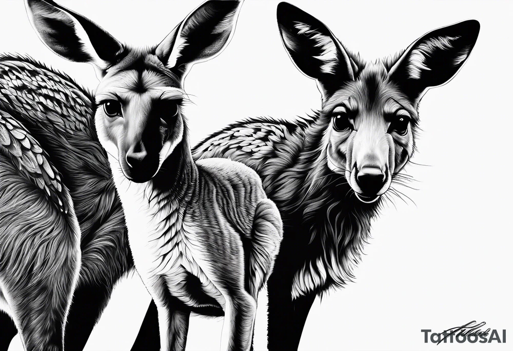 Outback, a kangaroo, a dingo and an emu. tattoo idea