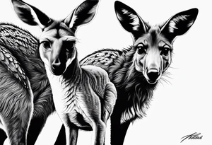 Outback, a kangaroo, a dingo and an emu. tattoo idea