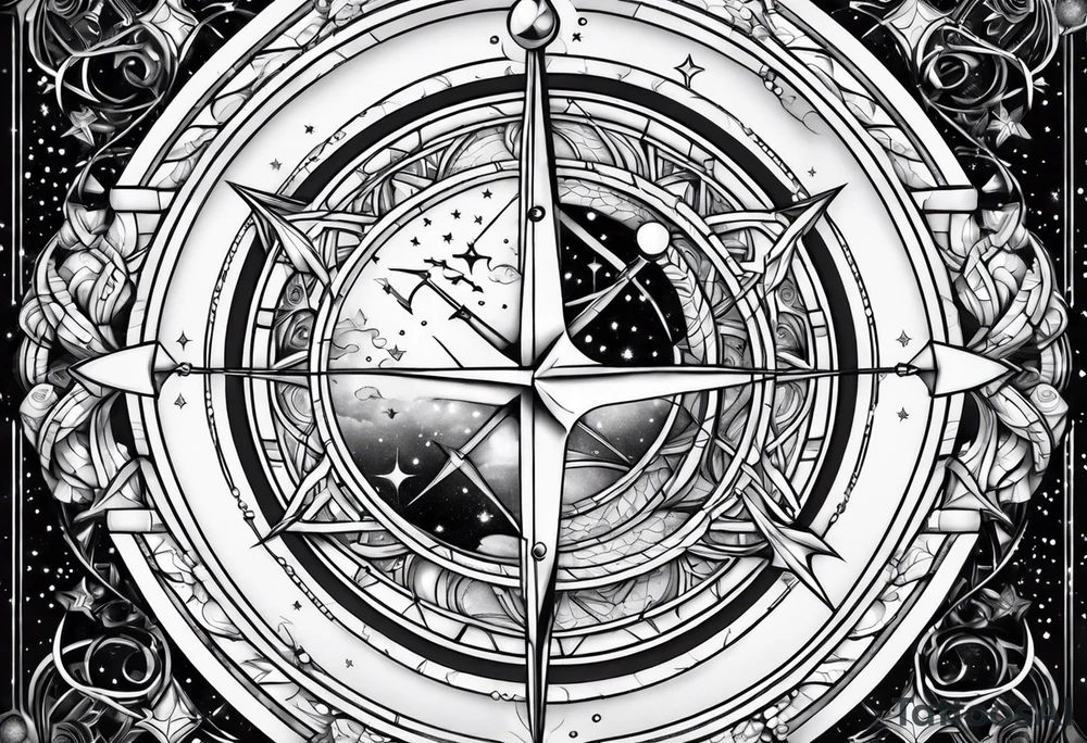 Sagittarius and cancer zodiac sign half sleeve tattoo idea