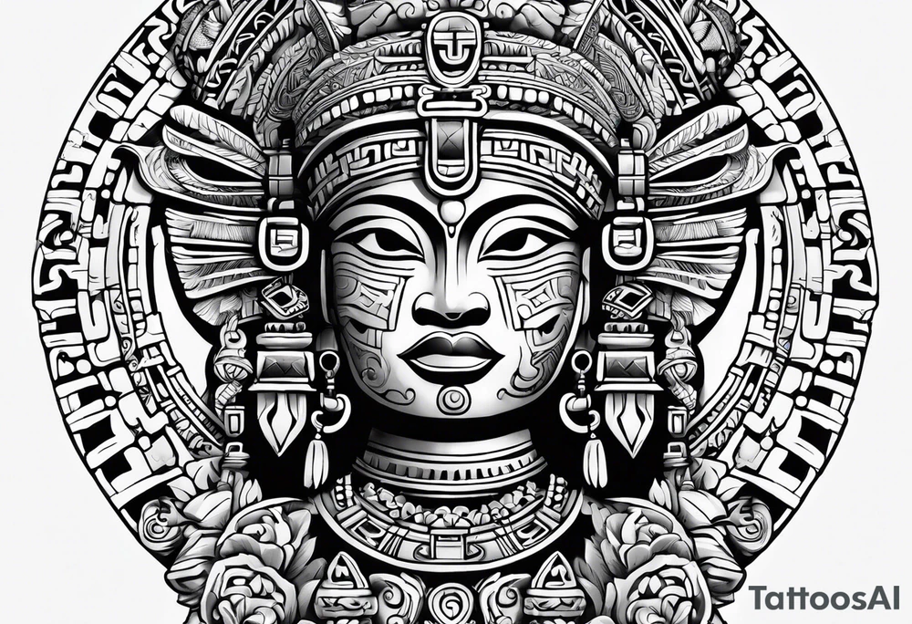 Glyph Mayan sculpture tattoo idea