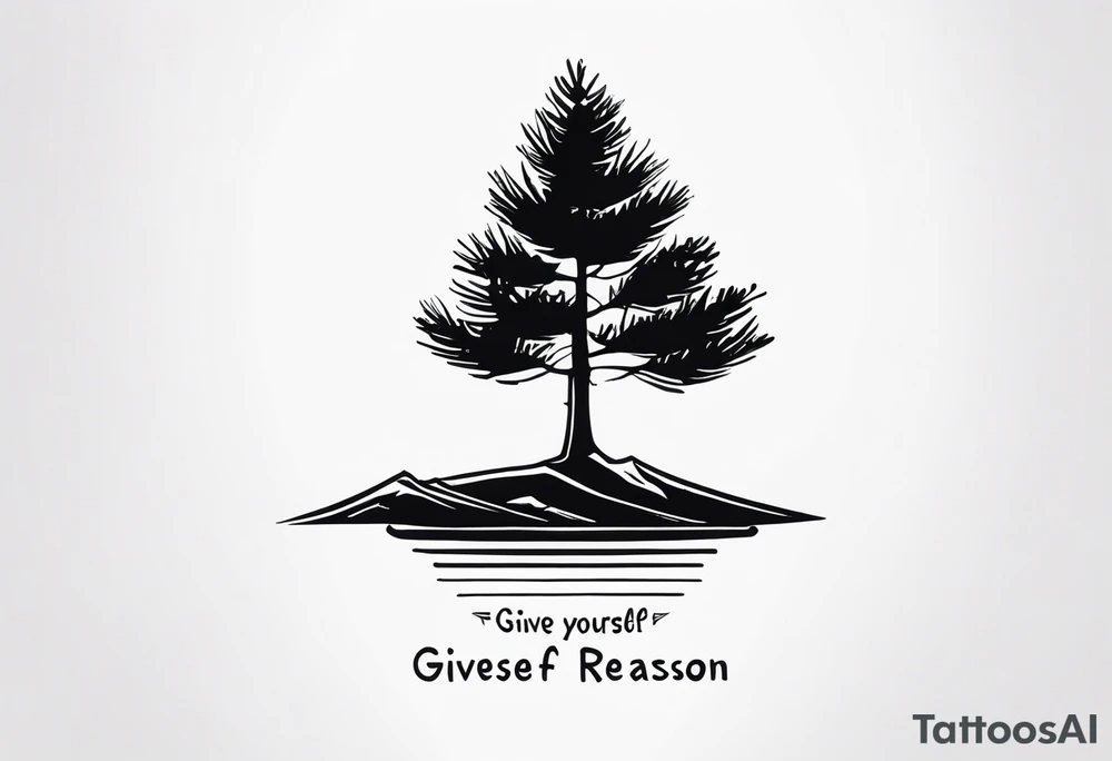 Pine tree with the words "give yourself a reason". tattoo idea Pine tree with the words "give yourself a reason". tattoo idea