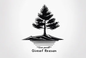 Pine tree with the words "give yourself a reason". tattoo idea