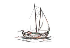 sailing boat in a bay tattoo idea