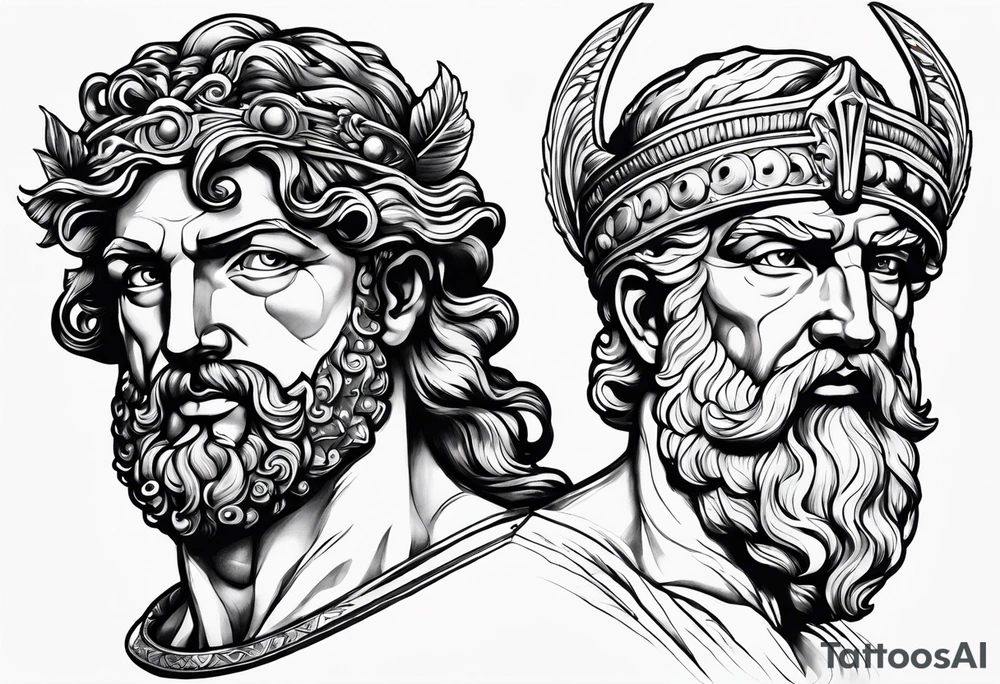 Olympian Hermes and Poseidon tattoo idea