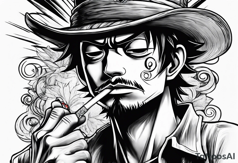 Monkey d luffy smoking a blunt tattoo idea