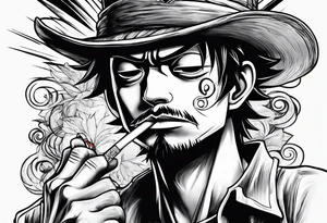 Monkey d luffy smoking a blunt tattoo idea