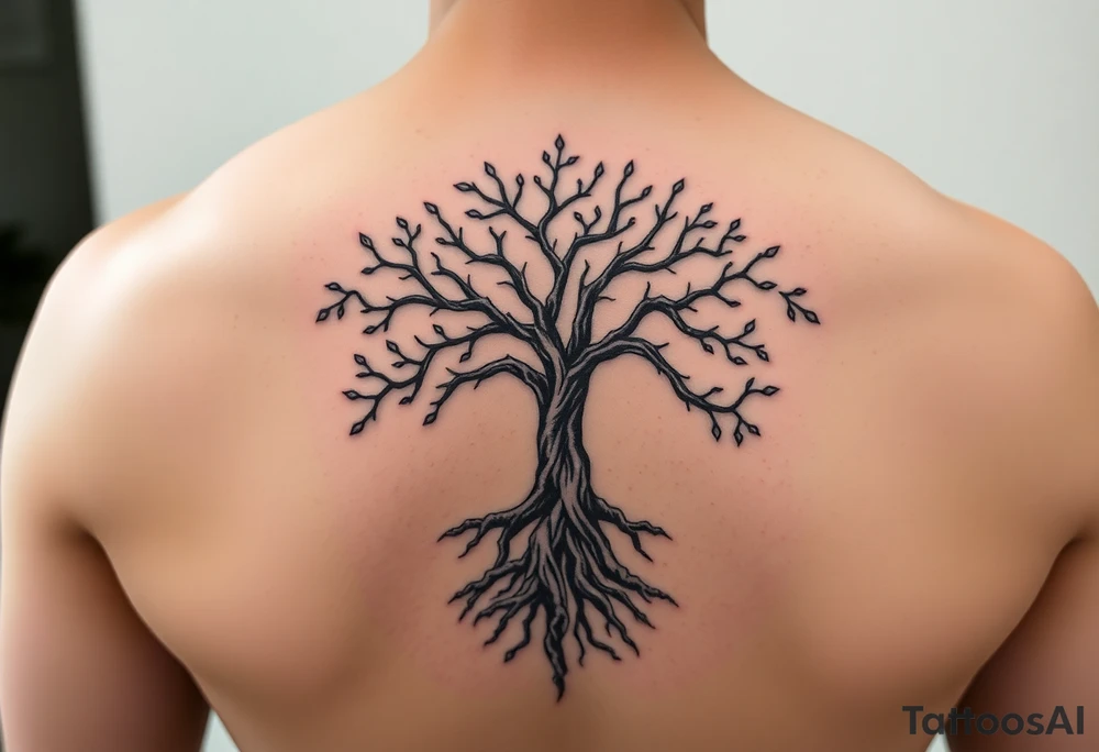 Kabbalah tree of life sefirot Tree roots branches - a lively organic style combined with the official scheme of sephirot tattoo idea