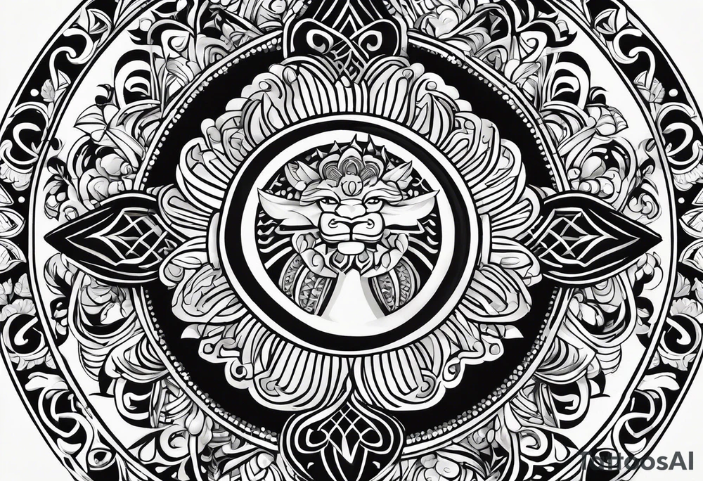 Filipino sun, Filipino Polynesian style, surname Reyes Espina, not vulgar, family crest round shape that looks good on a wrist or bicep, not traditional American tribal, family, love, simple bold symbol tattoo idea