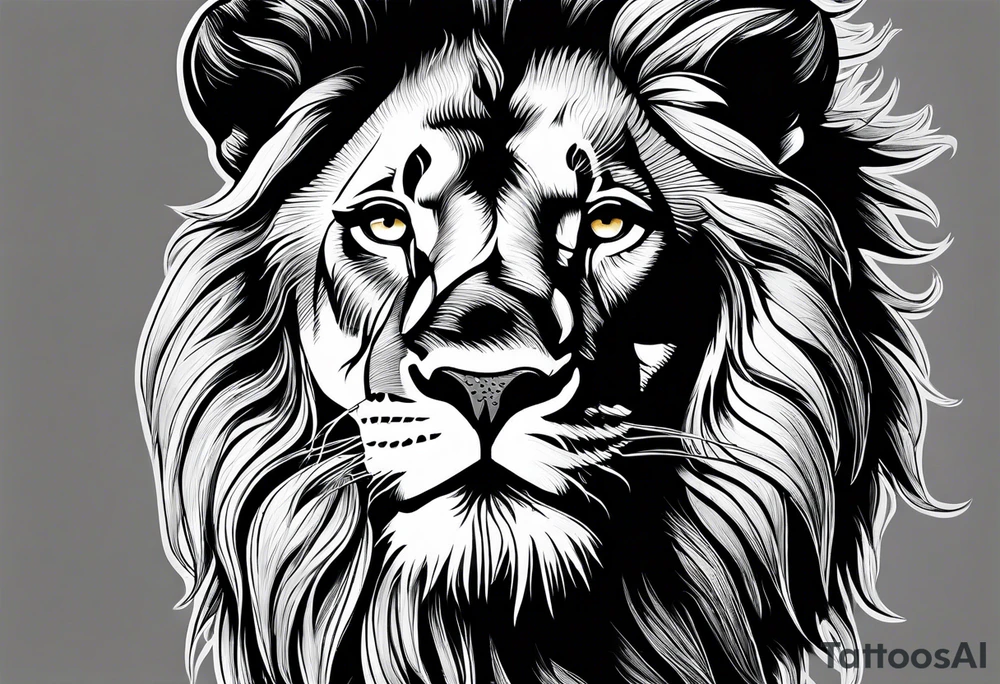 powerful majestic lion, close-up tattoo idea