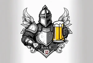 A knight holding a beer that says “nr 12” tattoo idea
