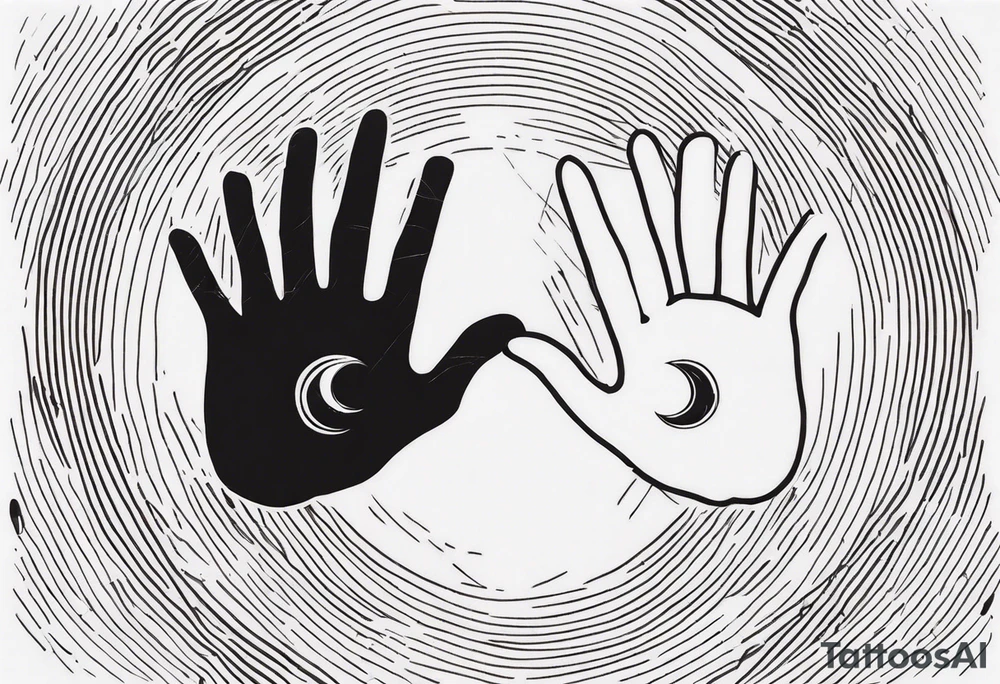Rock hands sign in Ying yang tattoo idea