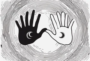 Rock hands sign in Ying yang tattoo idea