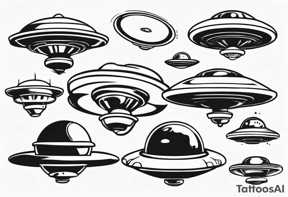 Cartoon blacklist flying saucer tattoo idea