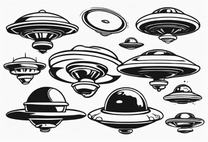 Cartoon blacklist flying saucer tattoo idea