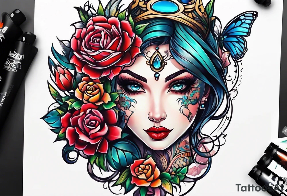 👑, 🎀 tattoo idea
