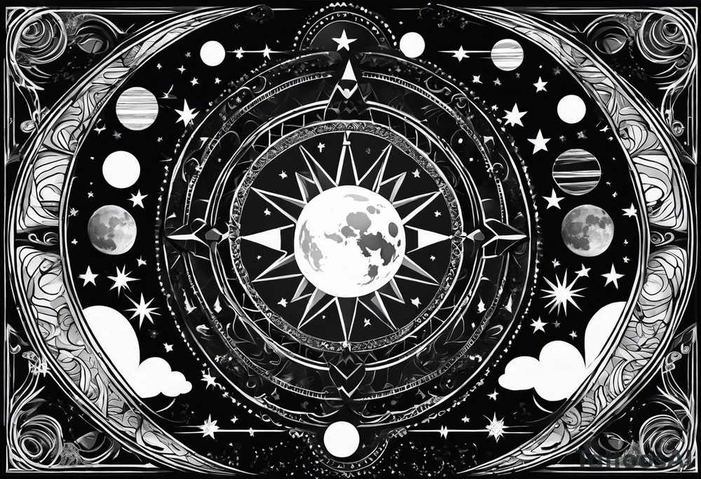 Moon phases stars clouds not black background tattoo idea