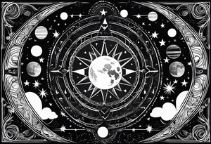 Moon phases stars clouds not black background tattoo idea