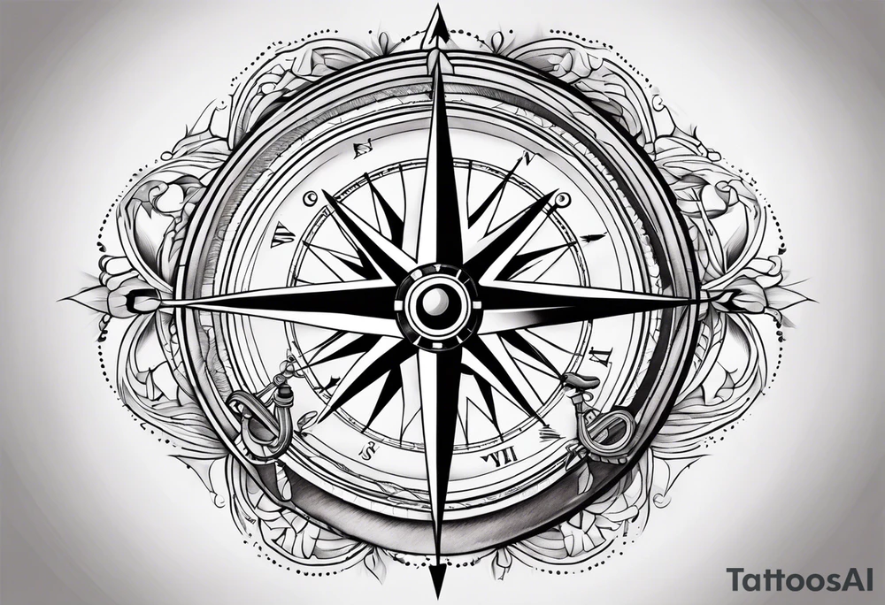 Nautical compass and bicycle tattoo idea