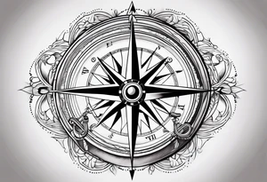 Nautical compass and bicycle tattoo idea