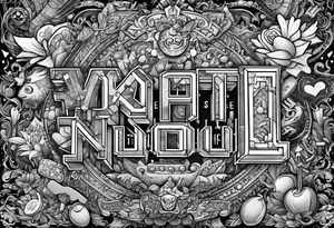 The words, "Why Not Now", written in pixelated letters and surrounded by video game characters. tattoo idea