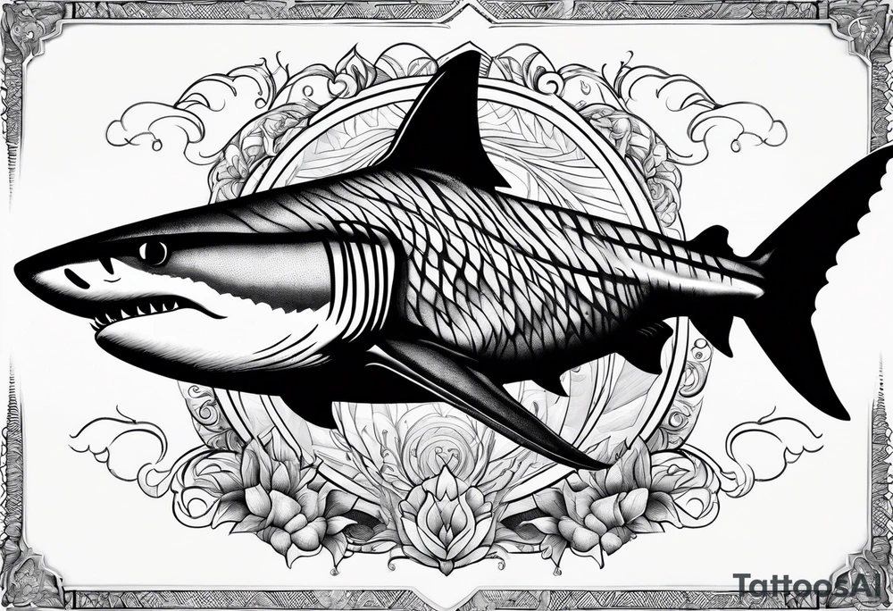 tiger shark with cool texture pattern top view tattoo idea tiger shark with cool texture pattern top view tattoo idea