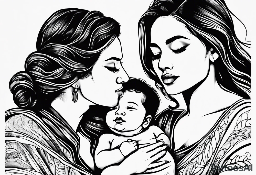Motherwith 3 daughtersbaby tattoo idea
