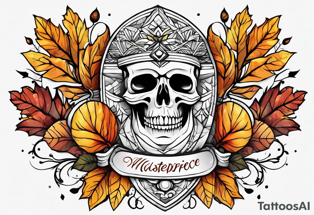 thigh tattoo with fall colors tattoo idea