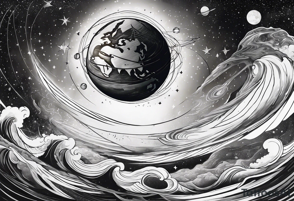 The Earth spinning in space tattoo idea