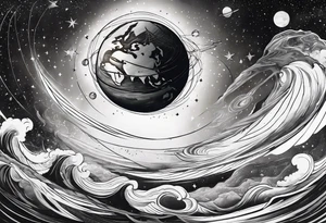 The Earth spinning in space tattoo idea