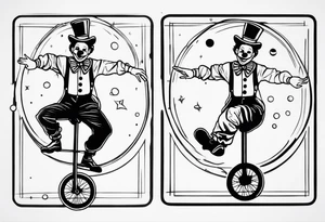 clown juggling on a unicycle tattoo idea