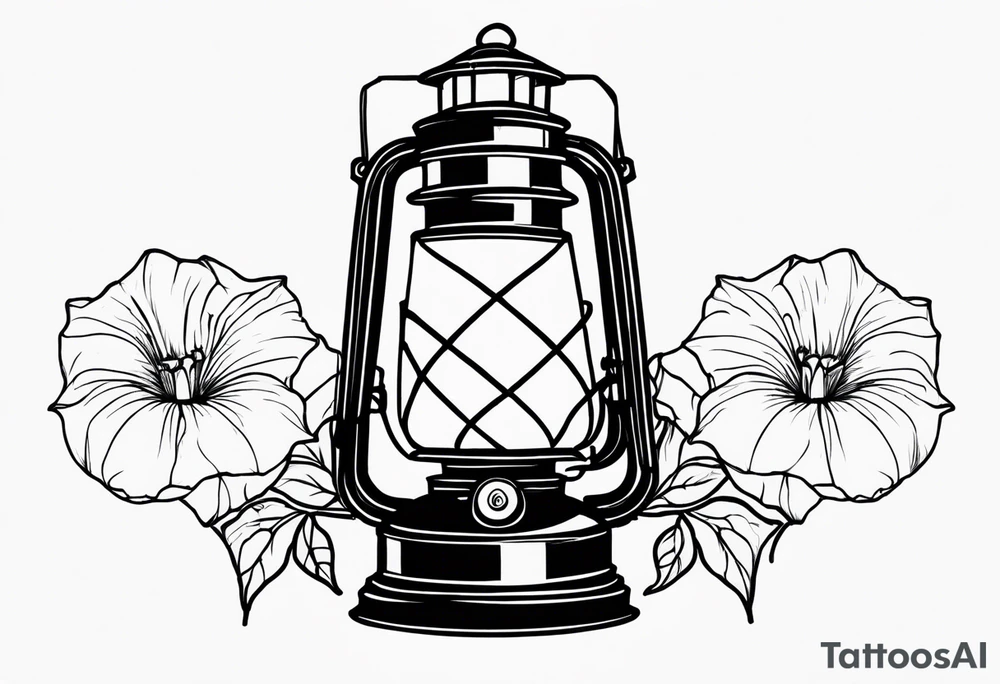 Lantern with morning glories tattoo idea