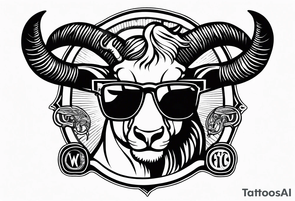 capricorn with sunglasses and shotgun tattoo idea