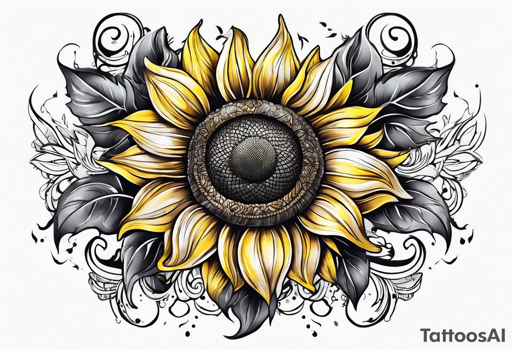 Sunflower viking sleeve tattoo idea