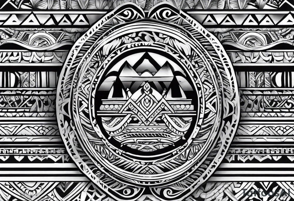 4" wide arm band in polynesian style with hawaii tattoo idea
