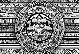 4" wide arm band in polynesian style with hawaii tattoo idea