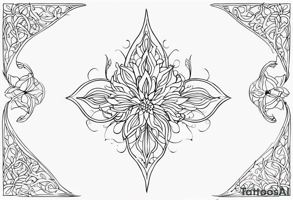 Elvish long flower tattoo idea