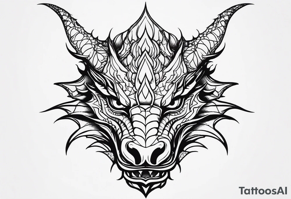 Dragon head facing front tattoo idea
