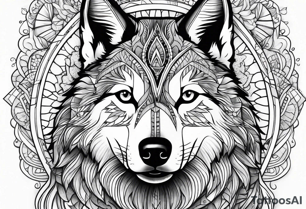 serious looking Siberian Husky tattoo idea